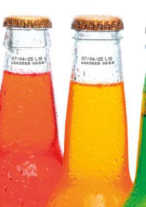 codes op glazen flesjes met inkjet