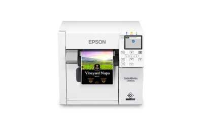 Epson CW-C4000 printing a label